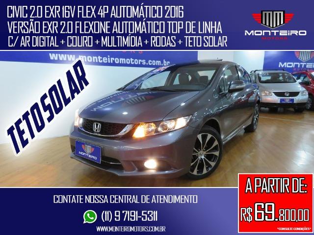 Honda Civic 2.0 EXR 16v Flex 4p Automático Top de Linha C/ Teto Solar