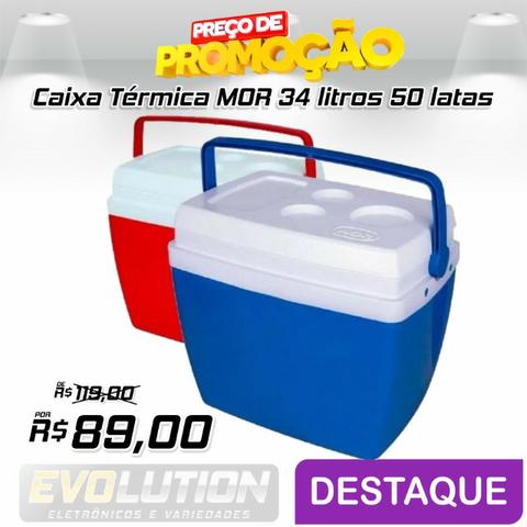 Caixa Térmica 34 Litros MOR Azul ou vermelha