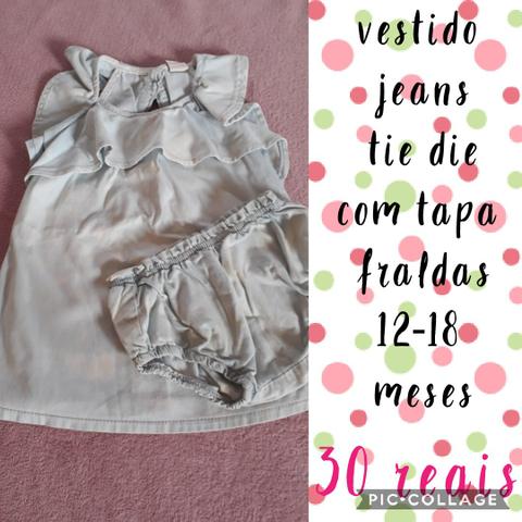 Vestido jeans tie die tamanho 12-18 meses