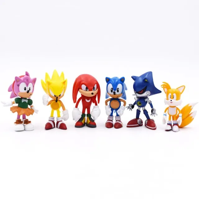 Kit Conjunto Brinquedo 3 Bonecos Metal, Super Sonic, Knuckles