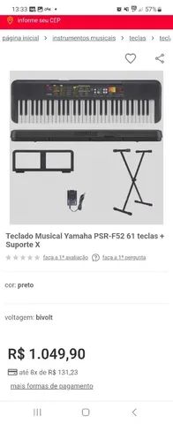 Teclado Musical Yamaha PSR-F52 61 teclas + Suporte X