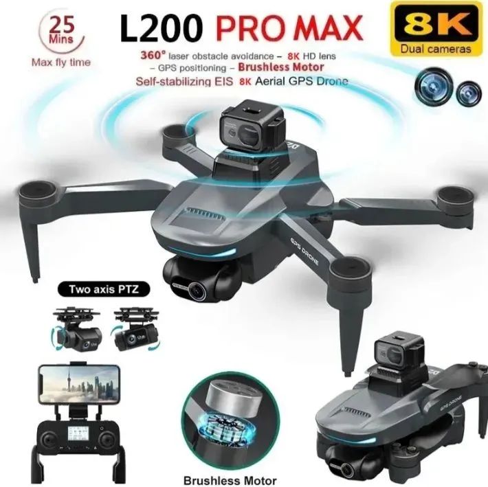 Drone com Câmera 6K, 3KM de Alcance, GPS, Brushless Motor, 2 Eixos - Foto 4