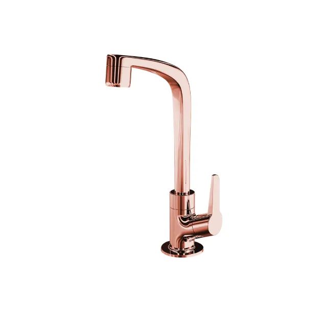 Torneira mesa lorenzetti para lavatorio bica alta rose gold flatt