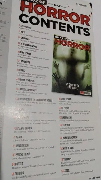 Revista de terror rara importada The a-z of Horror SFX cinema - Foto 6