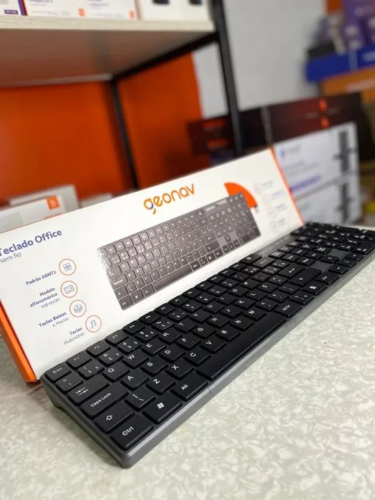 Teclado Sem Fio ABNT2, Receptor USB 2.4GHz, Design Ergonômico, Pronta ...
