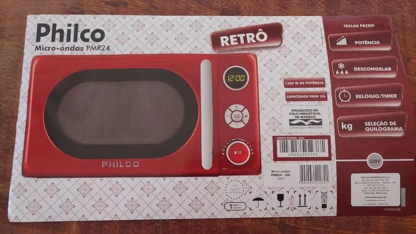 Micro-Ondas Philco Gourmet Retrô Vermelho 20L 1200W - Foto 2
