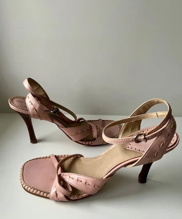 Sandália couro rosa claro