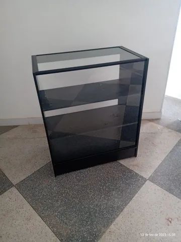 BALCÃO VITRINE C/ VIDRO SUPERIOR PRETO MDF - Foto 2