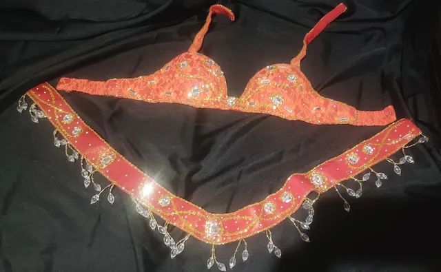 Roupa de dança do ventre vermelha e laranja - Foto 3