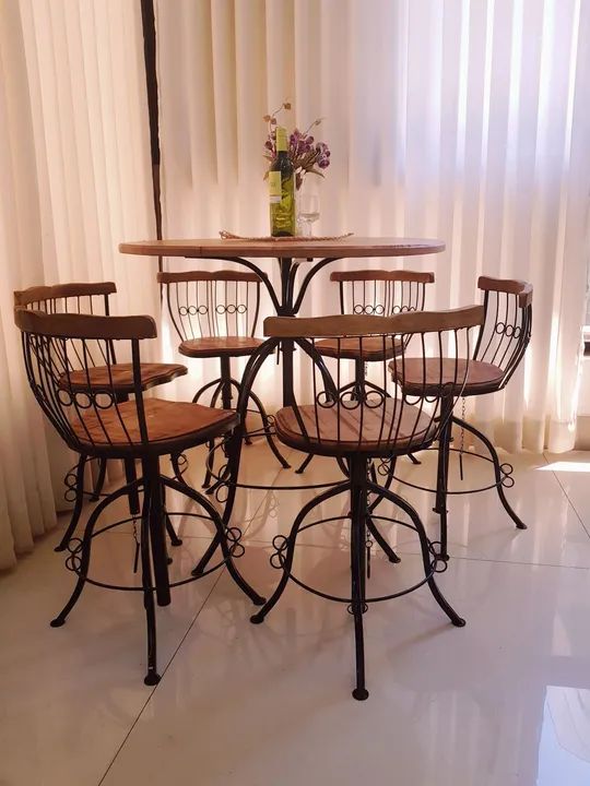 Jogo Bistrô Mesa Tampo 90cm Com 6 Banquetas  - Foto 2