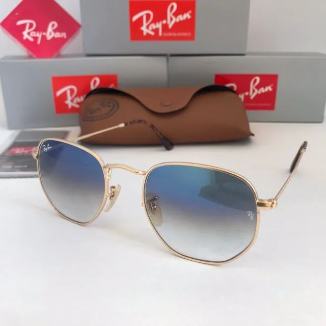 Óculos Ray ban Hexagonal Blue Lentes de cristal - Foto 3