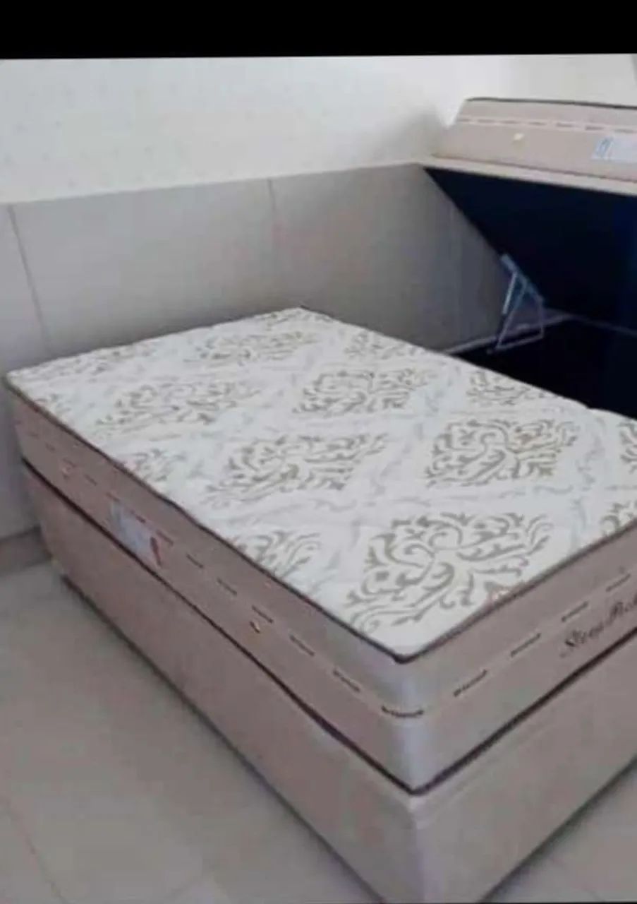 Cama solteirão box e colchão molas ensacadas 