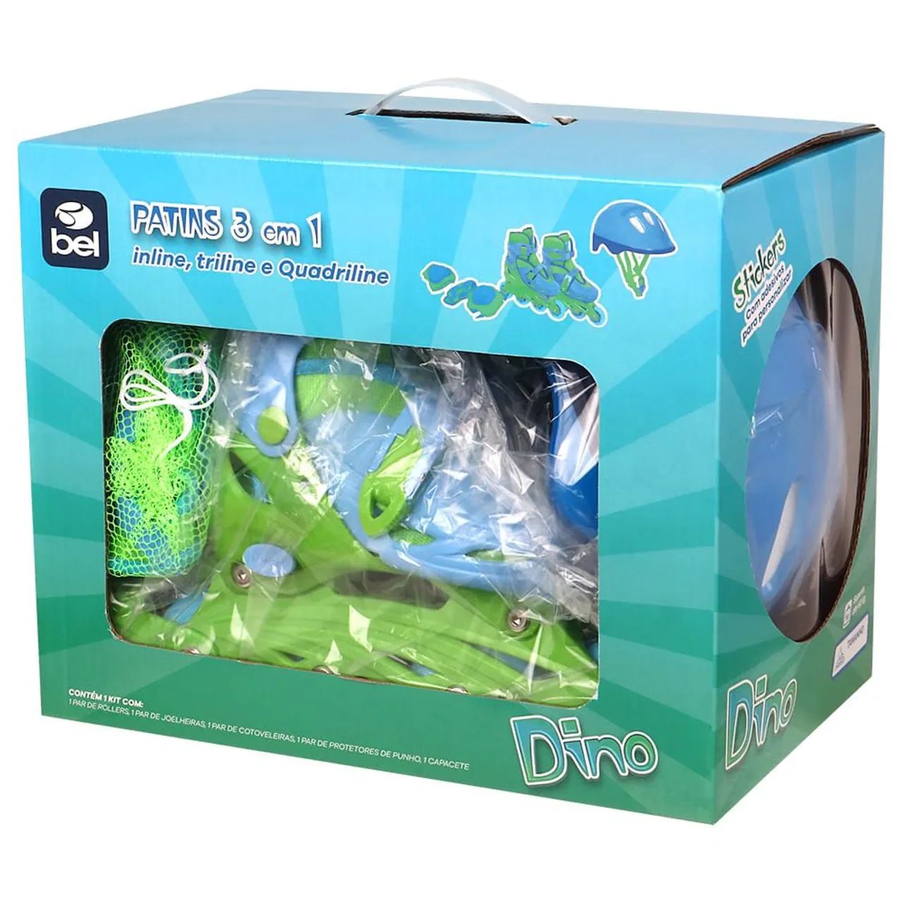 Patins 3 em 1Inline, Triline e Quadriline com Kit Proteção Ajustável Bel Novos - Foto 6