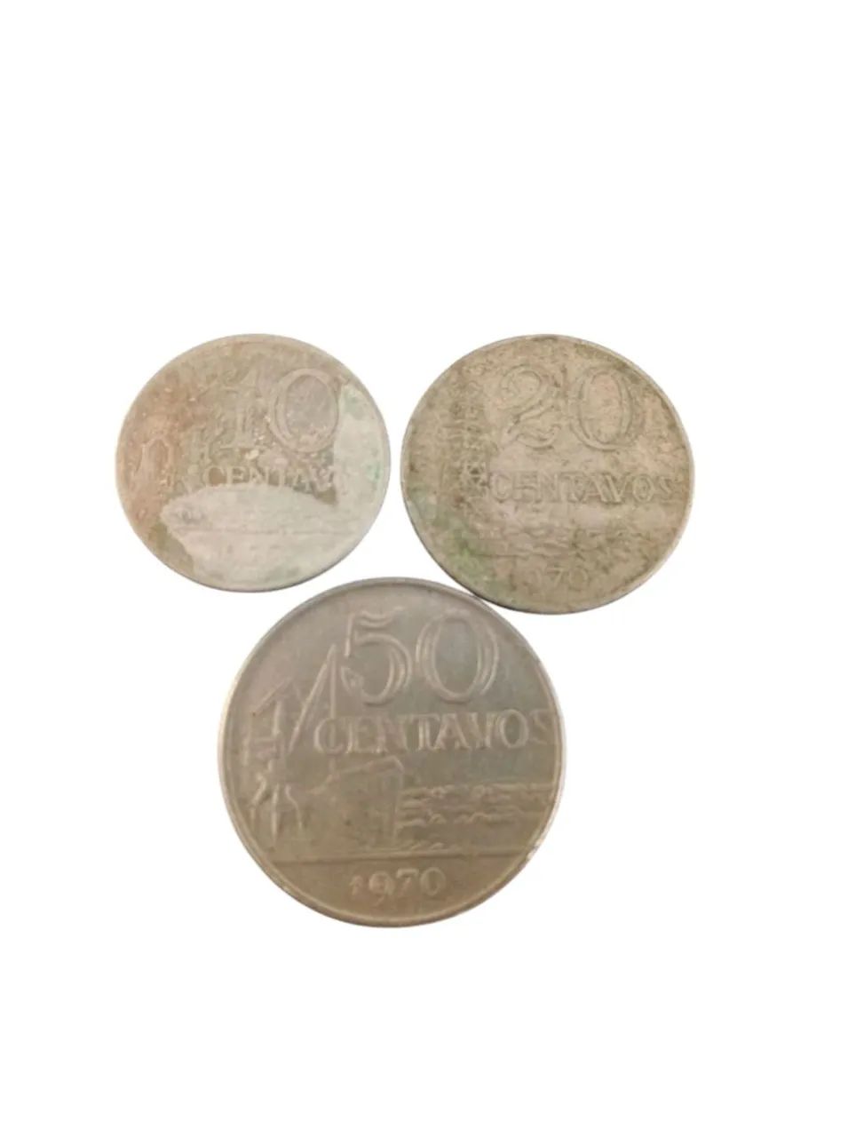 3 moedas de 10,20, 50 centavos 1970