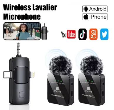 Par de Microfones de lapela sem fio para câmera Celular z1335