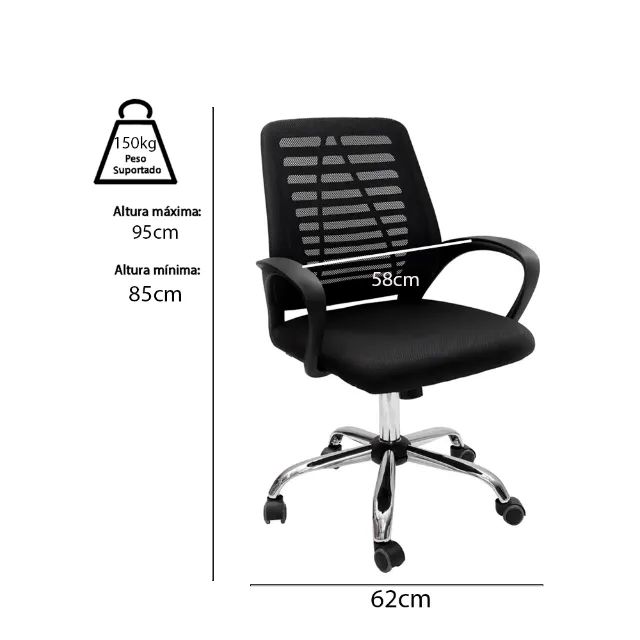 Cadeira Office Austin Estofada Preto Mozaic - WZetta - Foto 4