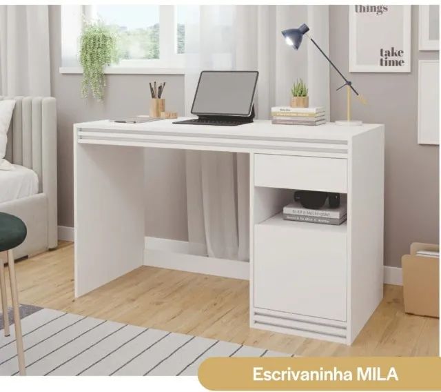 Mesa Escrivaninha Mila 1 Porta e 1 Gaveta (Nova) - Foto 2