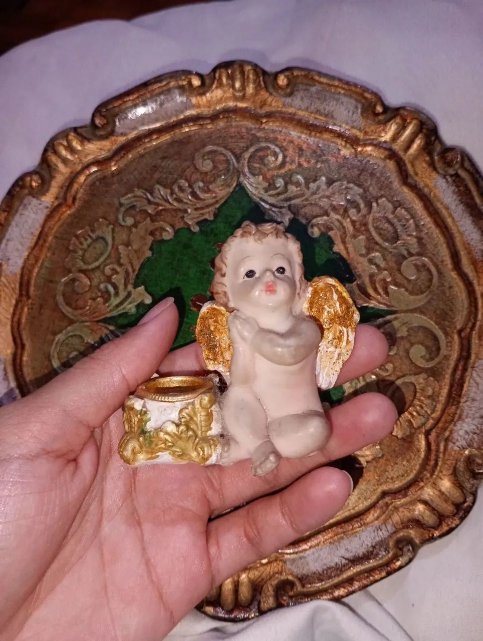 Anjinho porta-vela em resina. - Foto 5