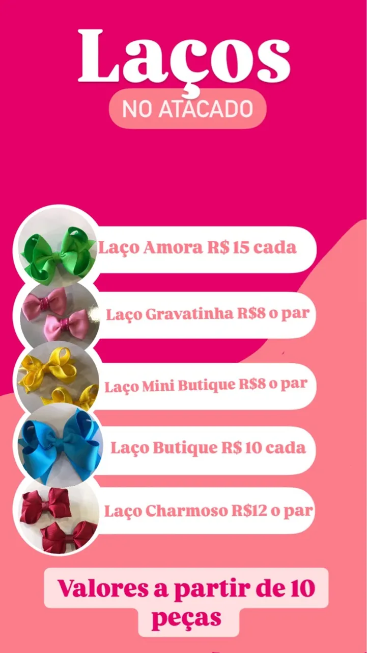 Laços infantis no atacado - Diversos modelos!