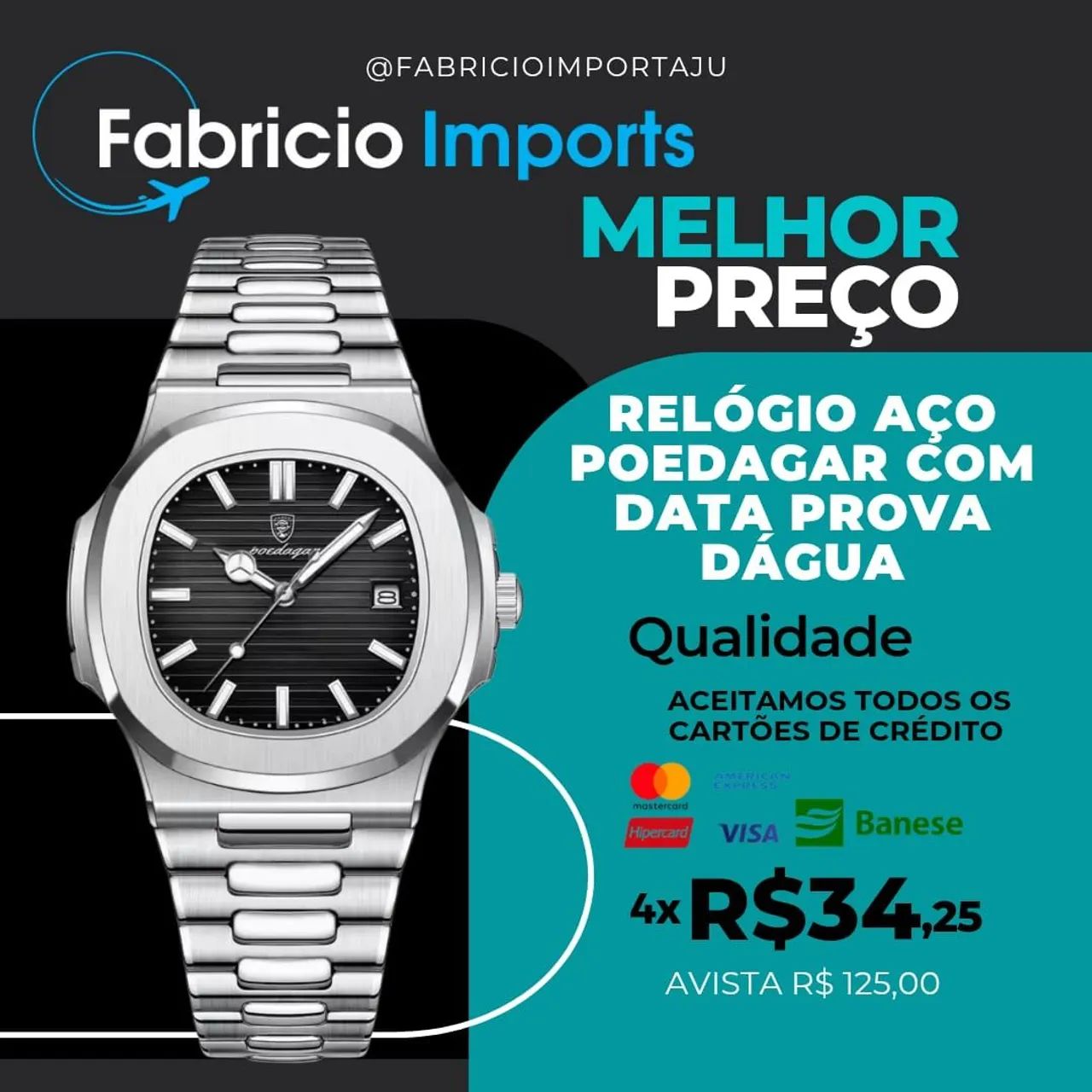 Relógio Peodegar Original Data a prova dágua 