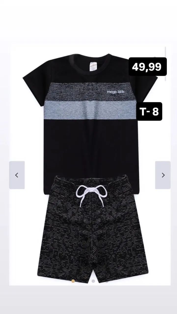 Conjunto Camiseta e Bermuda Infantil - Tamanho 8