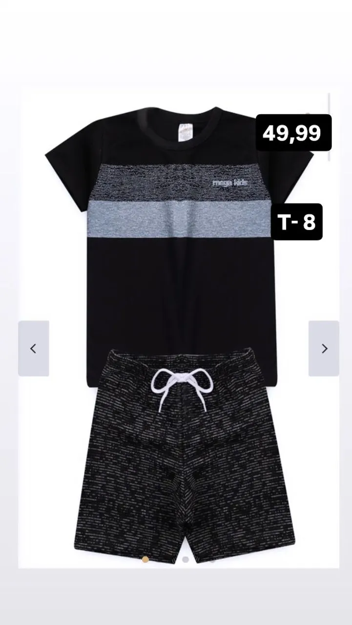 Conjunto Camiseta e Bermuda Infantil - Tamanho 8