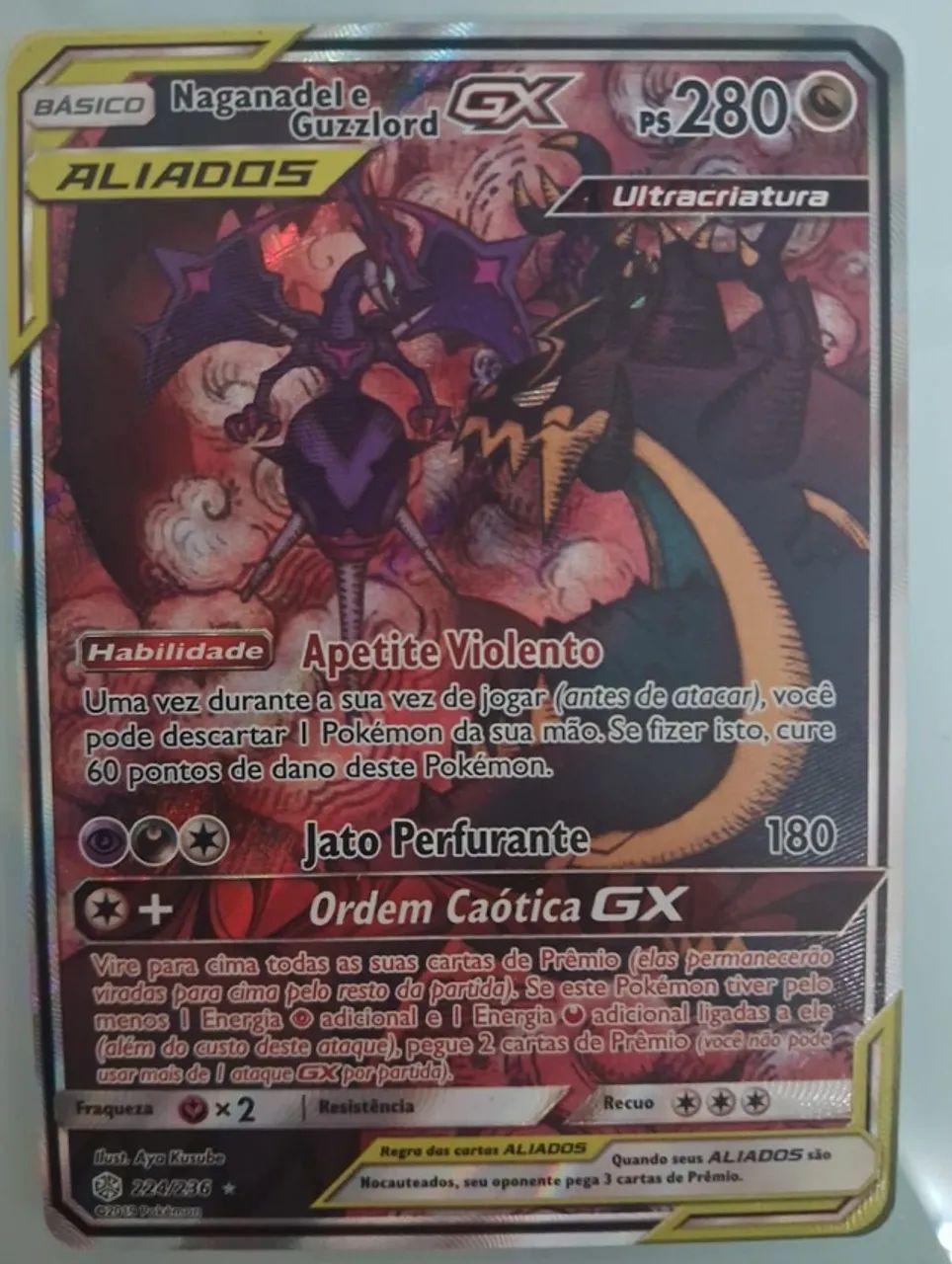 Carta Pokémon TCG Naganadel e Guzzlord-GX Arte Secreta