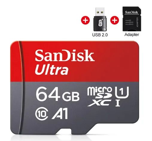 MicroSD Sandisk Ultra - Cartão de Memória 64GB + Adaptadores