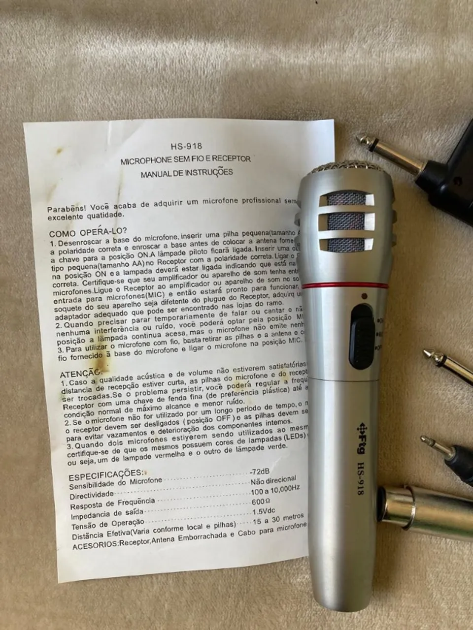 Microfone prata s/ fio HS - 918 - FTG