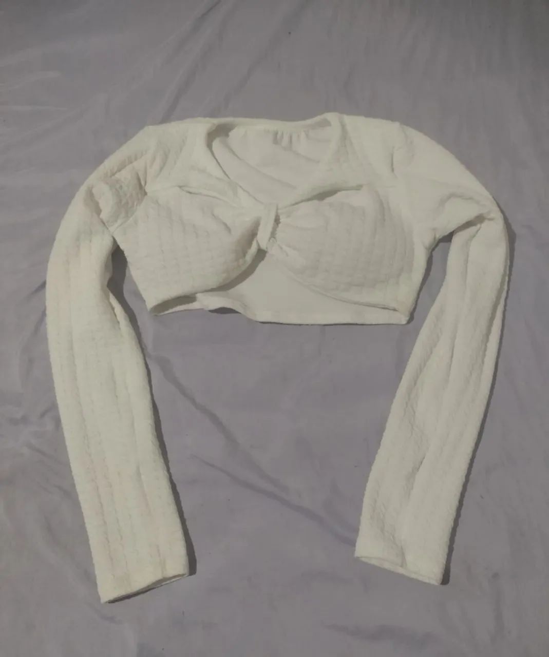 Cropped De Manga Comprida Branca