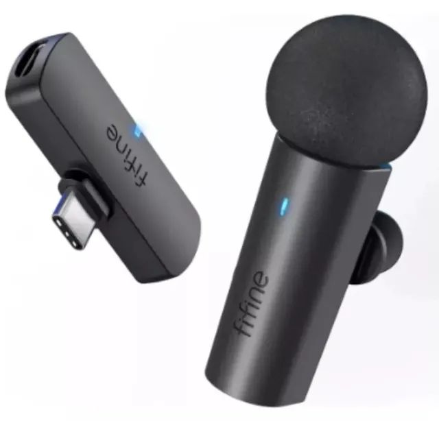Fifine M6 Microfone S/fio Lapela Para Celular Android 2.4ghz Cor Preto - Foto 6