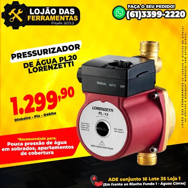 Pressurizador de Água PL20 Lorenzetti