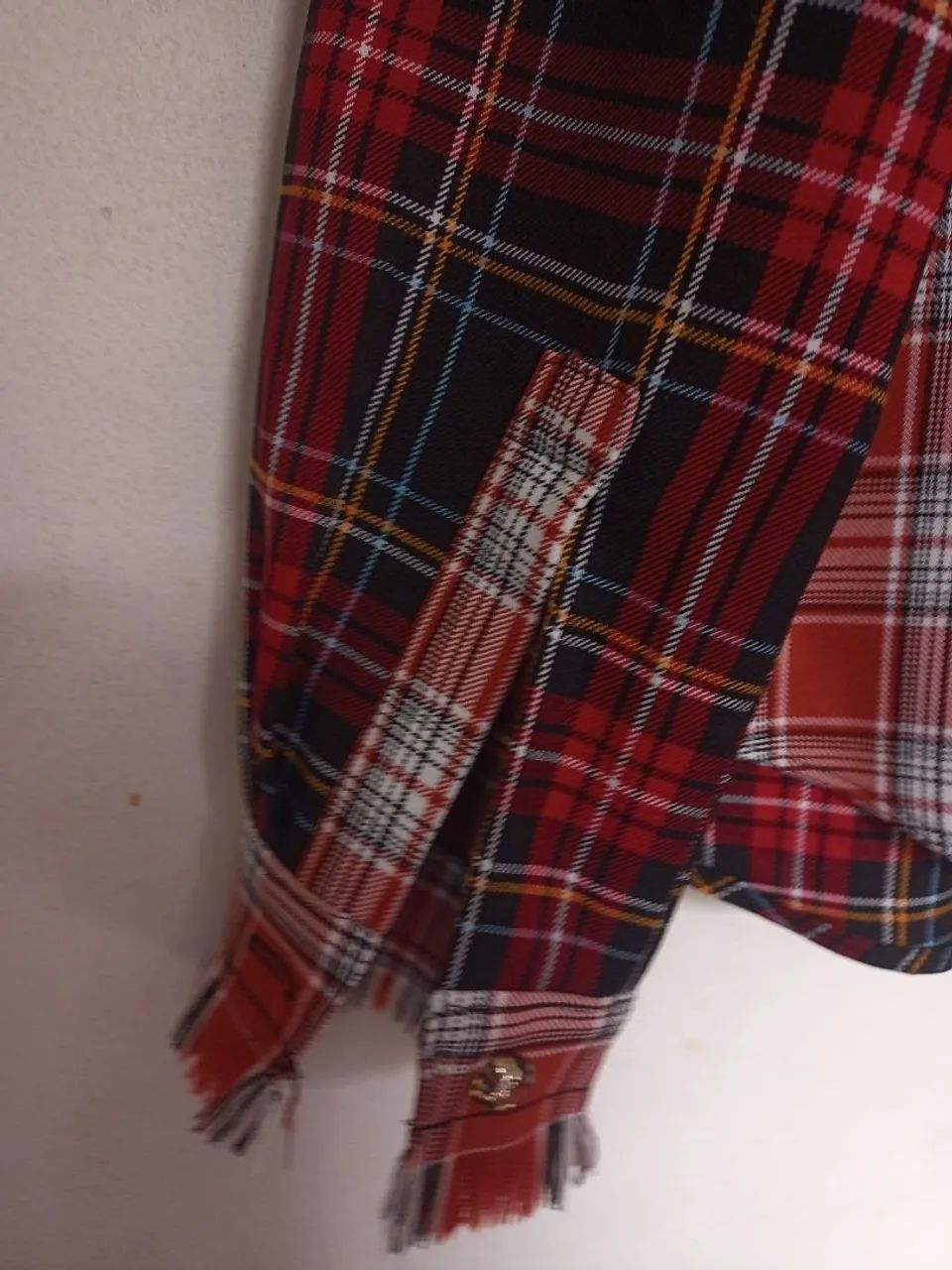 Camisa xadrez feminina com franjas  - Foto 4