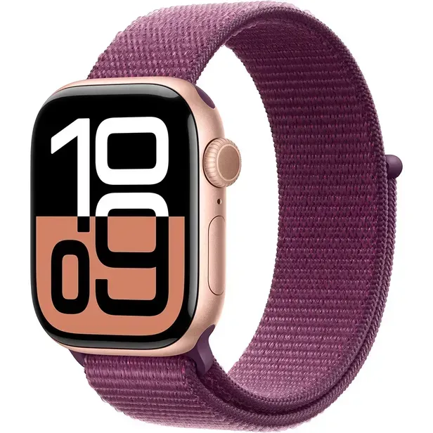 Apple Watch Series 10 GPS 42mm - Rose Gold com Pulseira Sport Loop Plum
