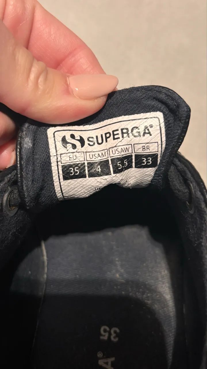 Superga Preto Couro sola Alta - Foto 3
