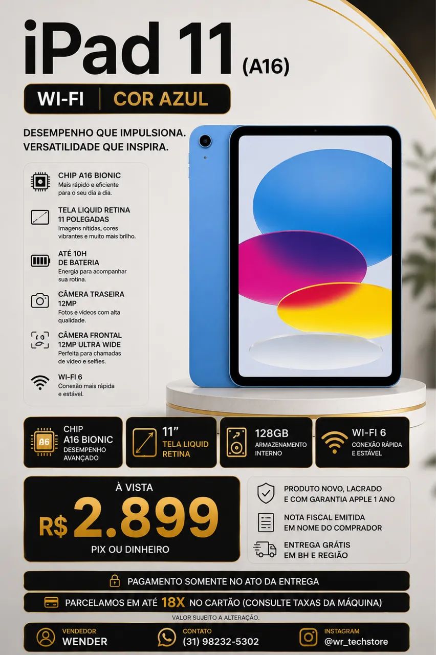 iPad 11 128GB AZUL WI-FI 