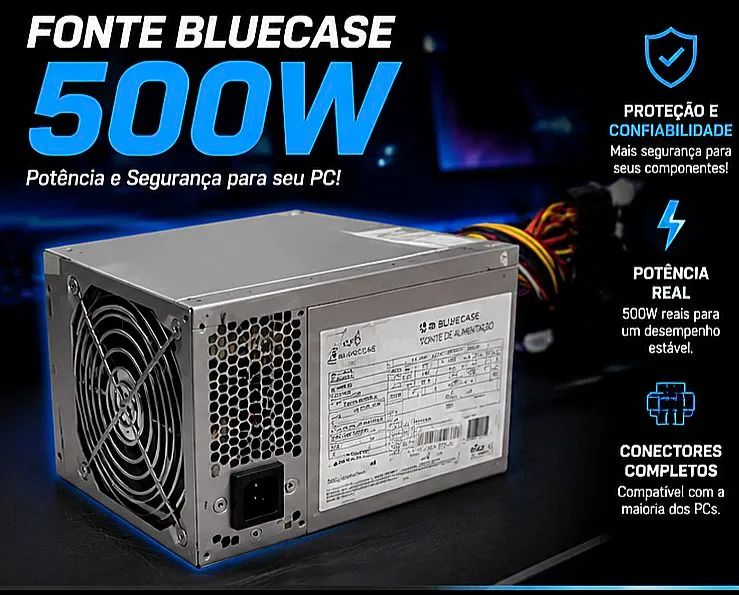 ? Fonte Bluecase 500W | Funcionando Perfeitamente | Ótimo Custo-Benefício - Foto 2
