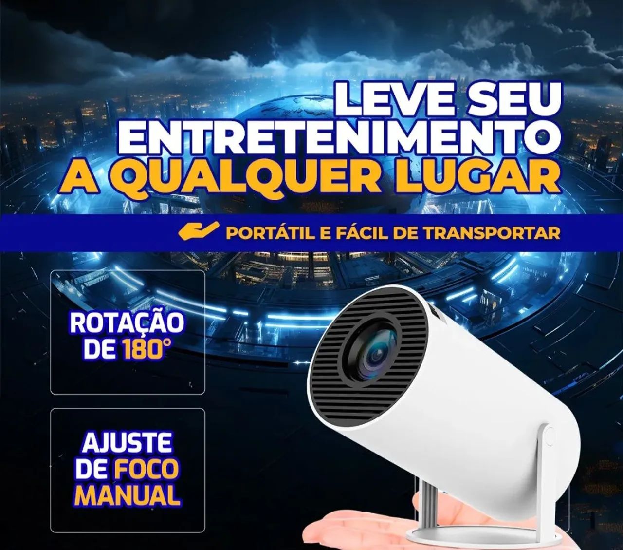 Projetor portátil 4k Android smart Wi-Fi full HD  cor branco 127/220V - Foto 2