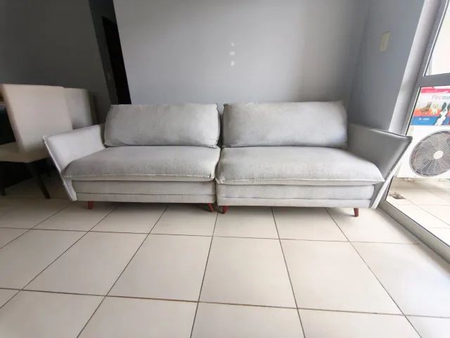  Sofá Slim Nazar 2,52m para 4 pessoas - Cor Linho Cinza Solar - Foto 3