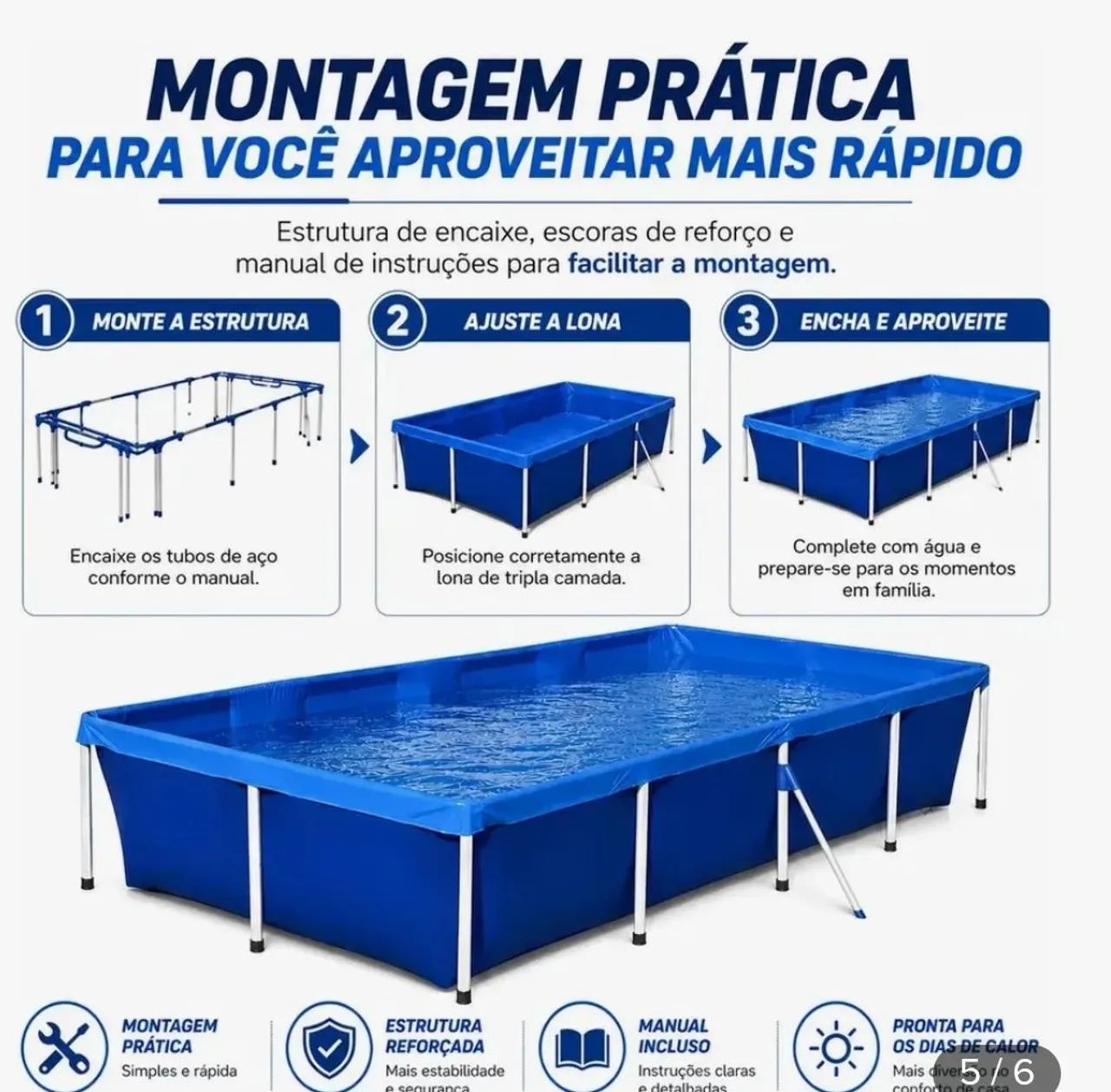 Piscina retangular Mor 3000L - Foto 3