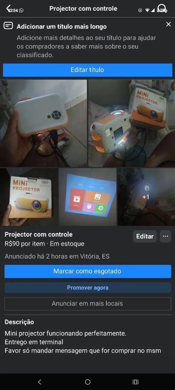 Mini projector a10 com caixa e controle semi novo!  - Foto 5