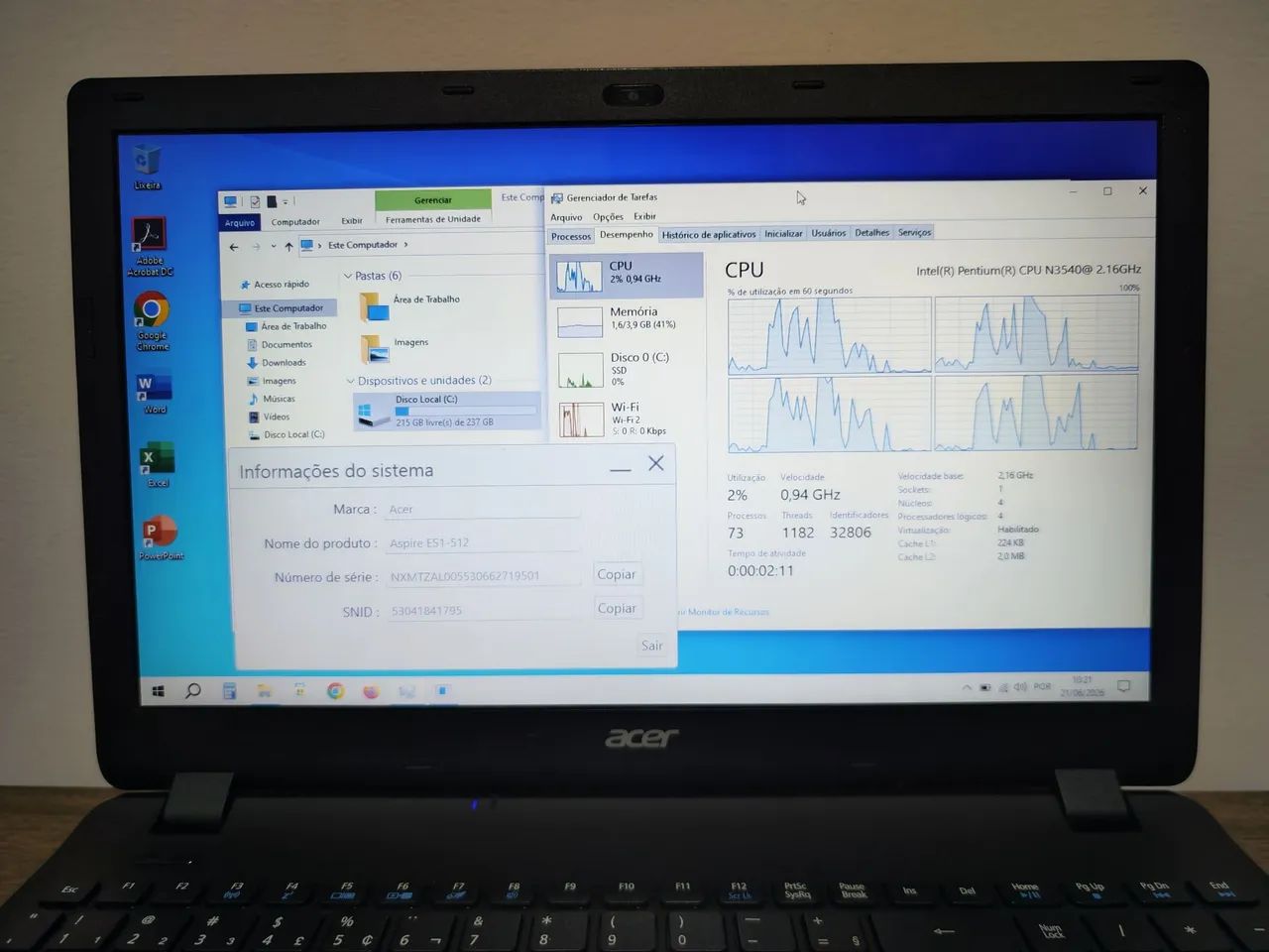 Notebook Acer Aspire ES1-512 SSD - Foto 2