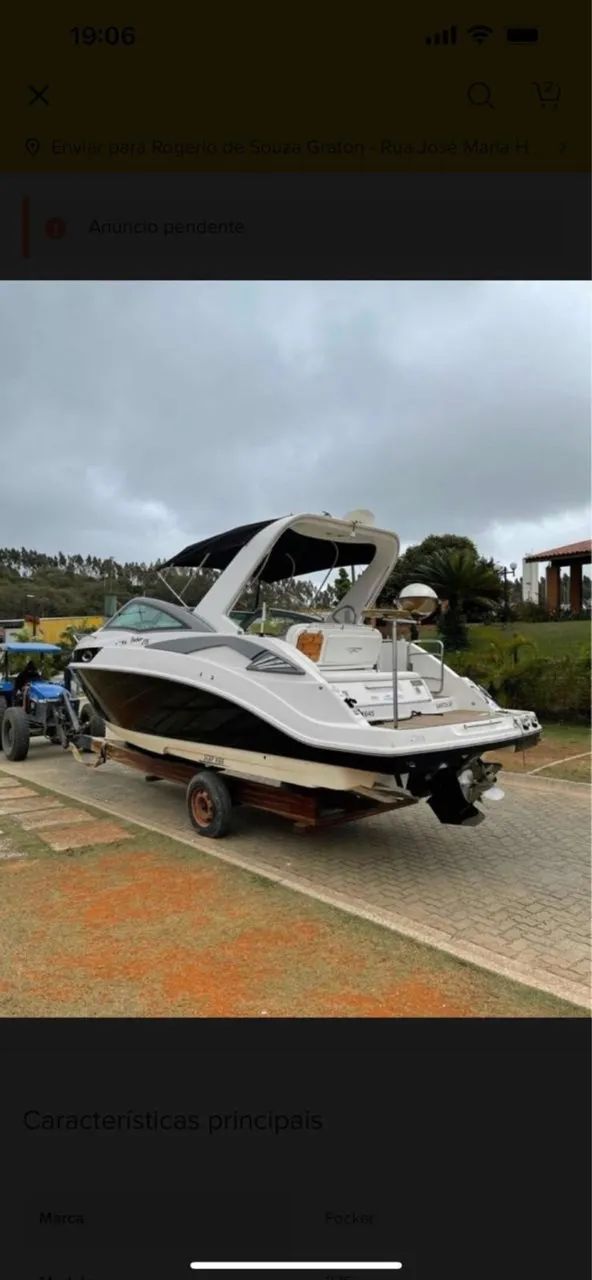 LANCHA FOCKER 275 Ano 2013 CABINADA MOTOR V8 280hrs - Foto 5