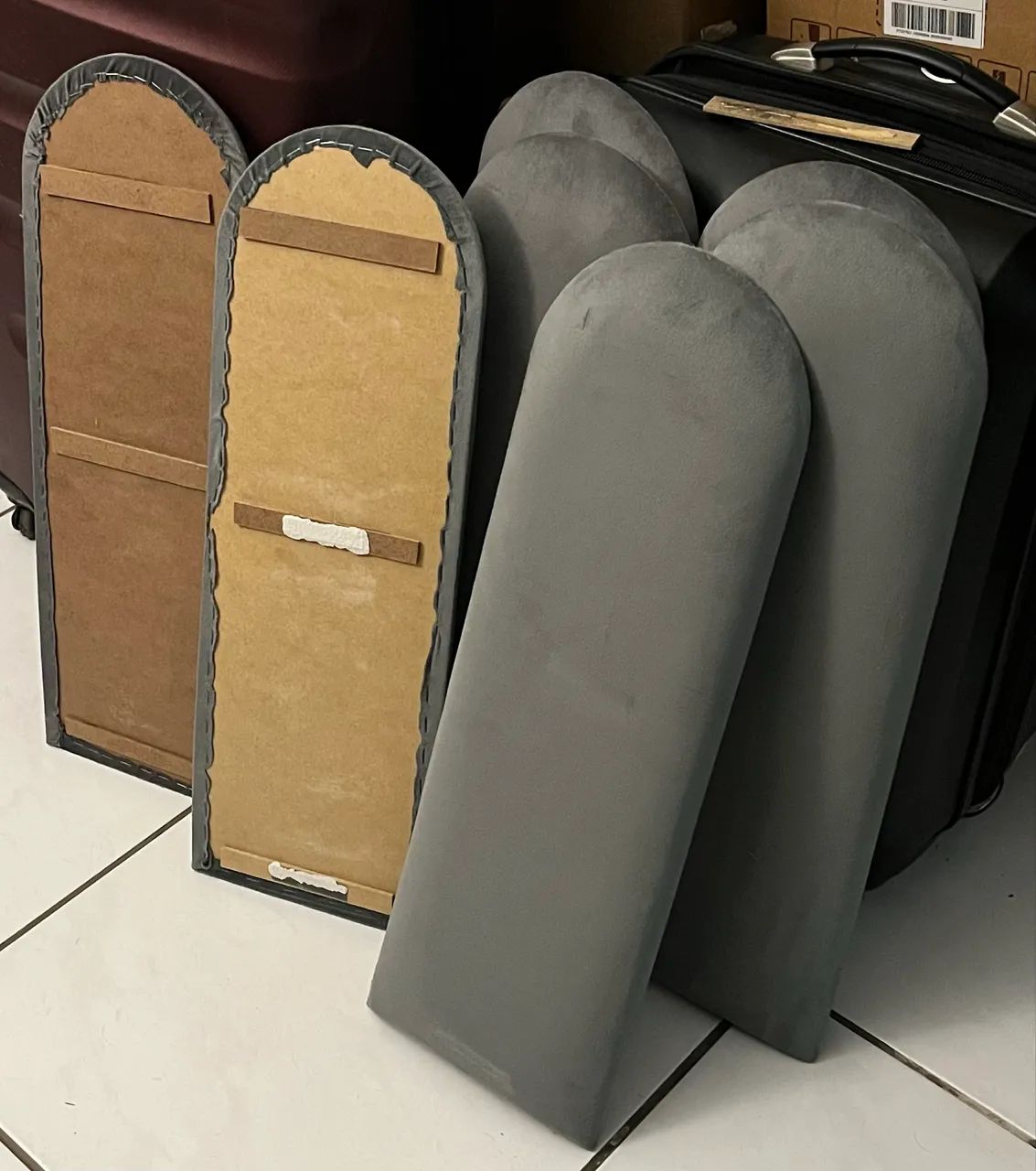 Cabeceira Estofada Nuvem Para Cama Box Casal Cinza - Camas e