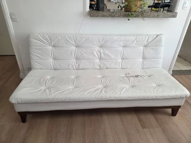 Sofá cama reclinável 3 lugares branco  - Foto 3