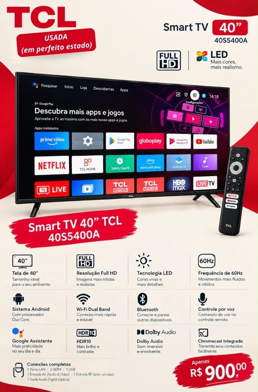TV 40 polegadas TCL