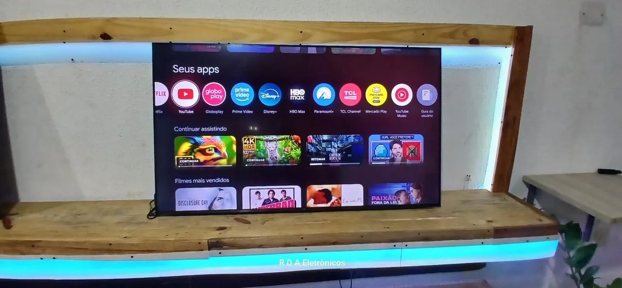 TV 55 polegadas smart Android 4k com cabo controle todos apss YouTube e Netflix Bluetooth 