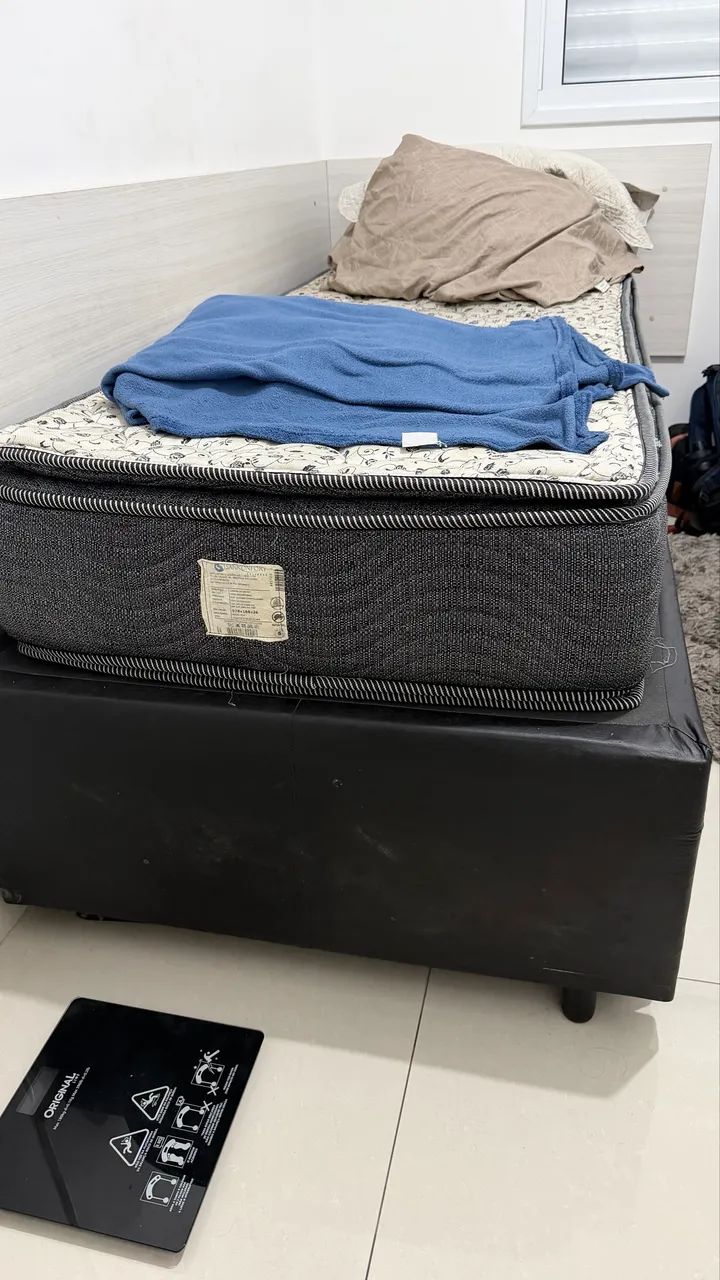 Cama box solteiro com auxiliar  e colchao - Foto 3