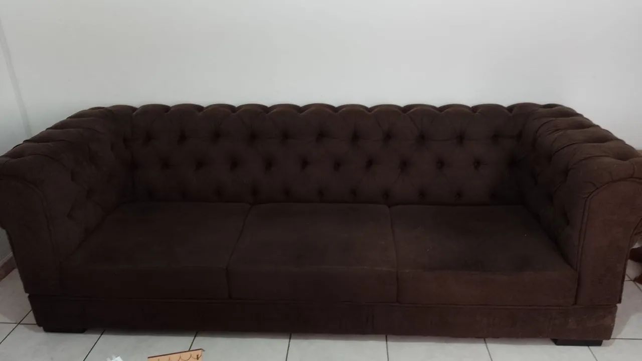 Sofá pouco uso / 2,40 marrom veludo 
