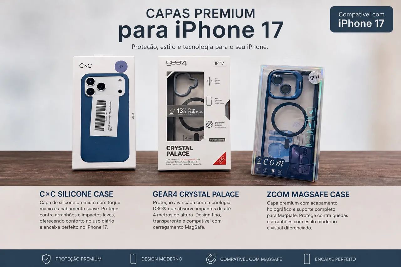 Capas iPhone 17, 17 Pro e 17 Pro Max 